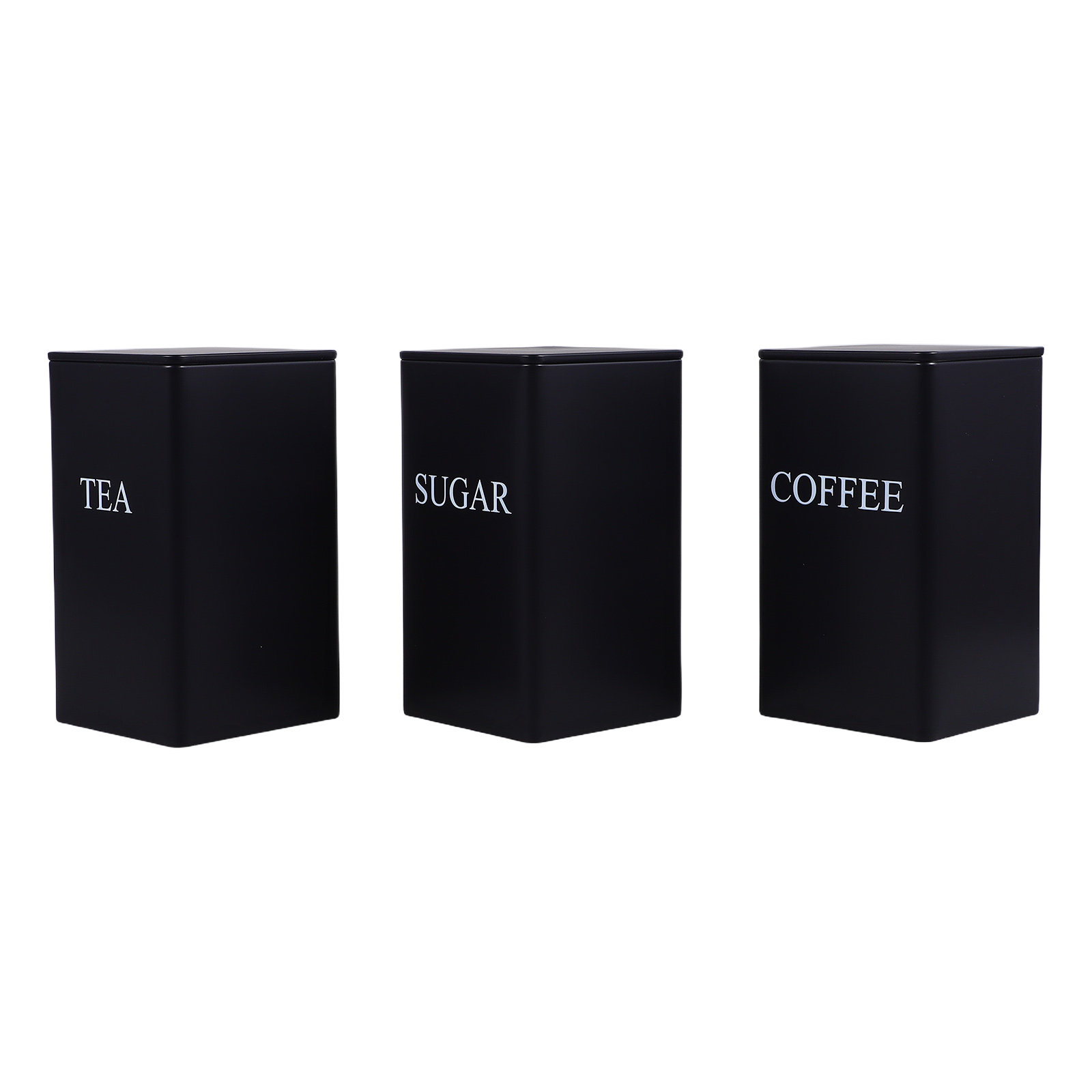 Coffee Tea Sugar - 3Pcs Kitchen Storage Canisters Set Metal