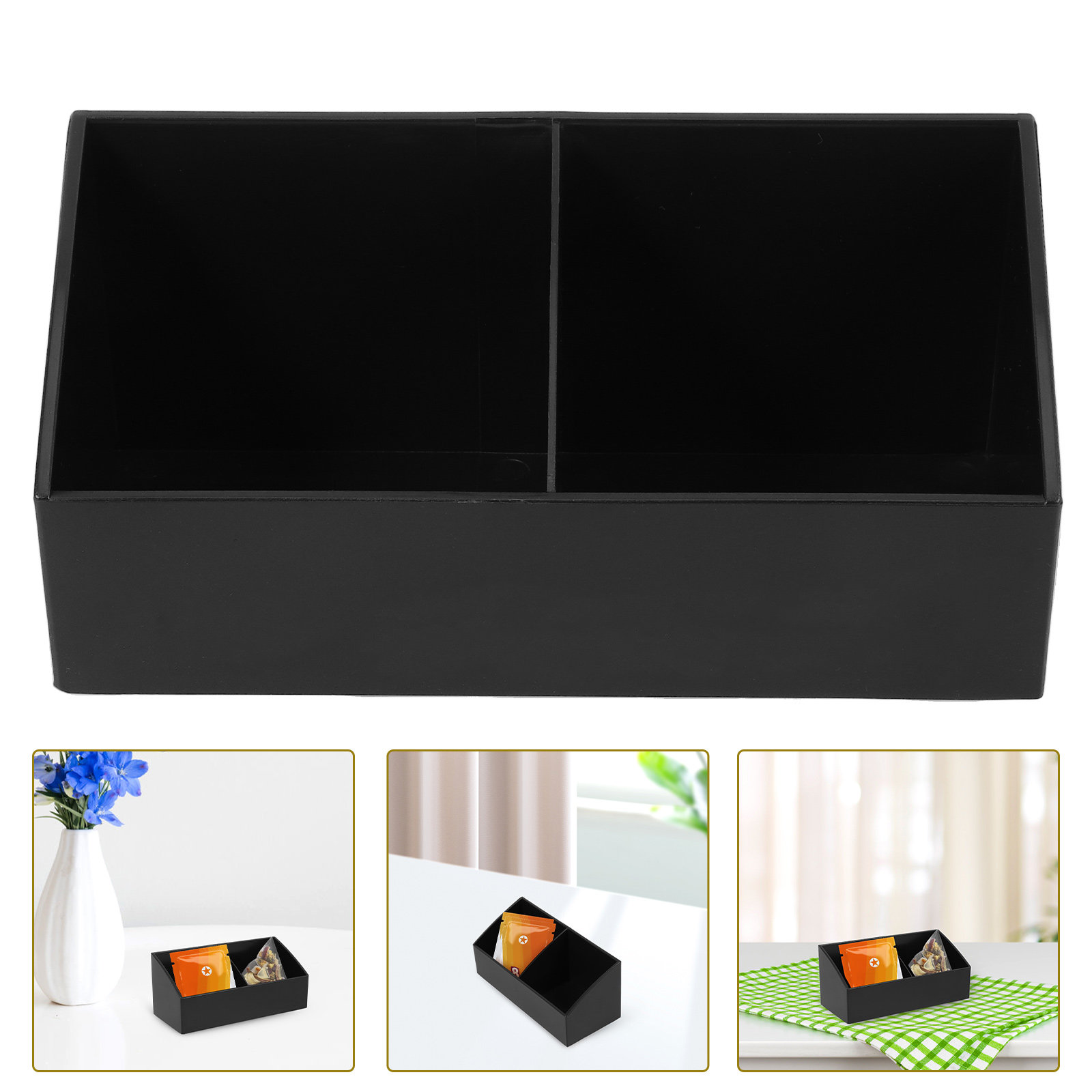 Coffee Tea Sugar - 2-Compartment Tea Bag Organizer Box Multiuse
