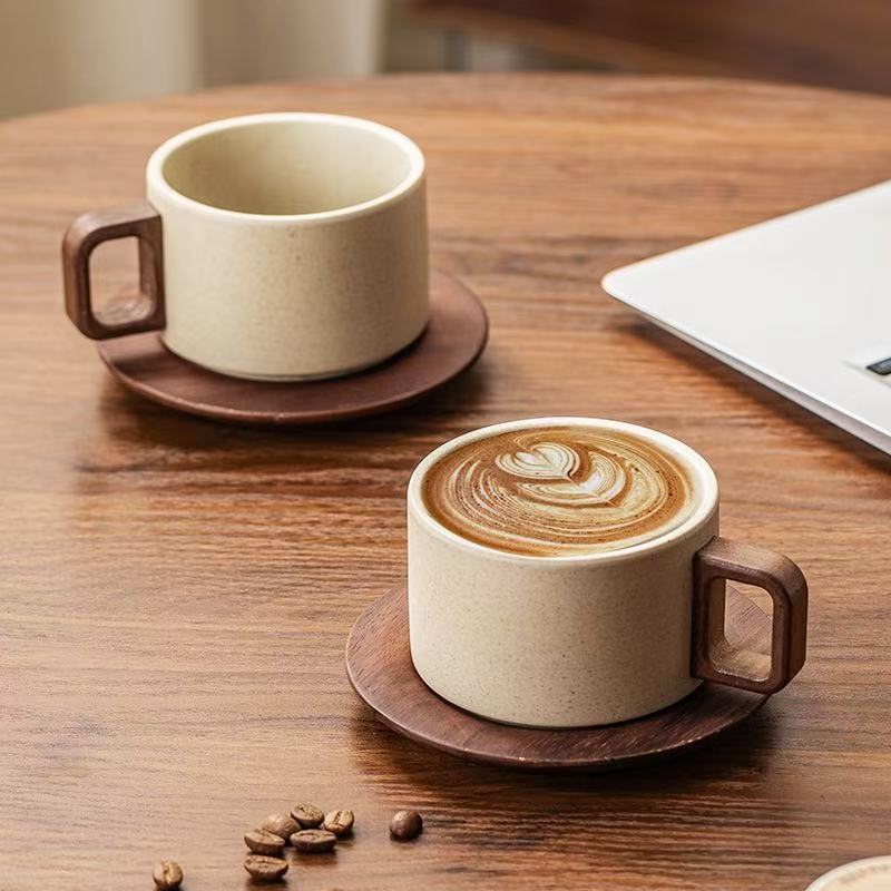 Coffee Tea Home - Retro Ceramic Coffee Mug with Saucer