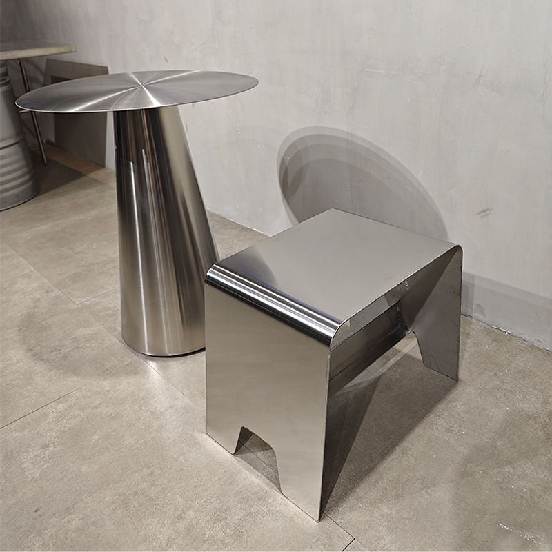 Coffee Tea Station - Stainless Steel Round Coffee Table for