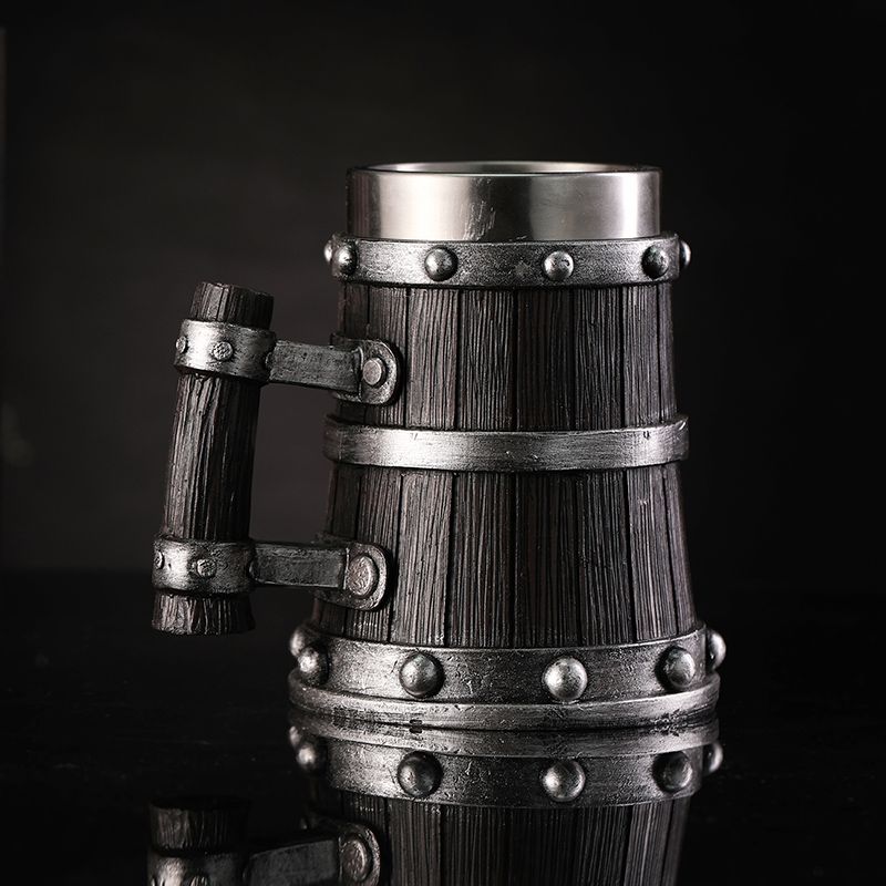 Coffee And Tea Glass - Wood Grain Beer Glass Resin Stainless