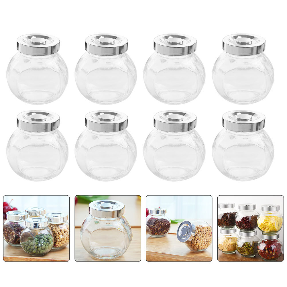 Coffee And Tea Glass - 8Pcs Lightweight Portable Glass Storage Jars