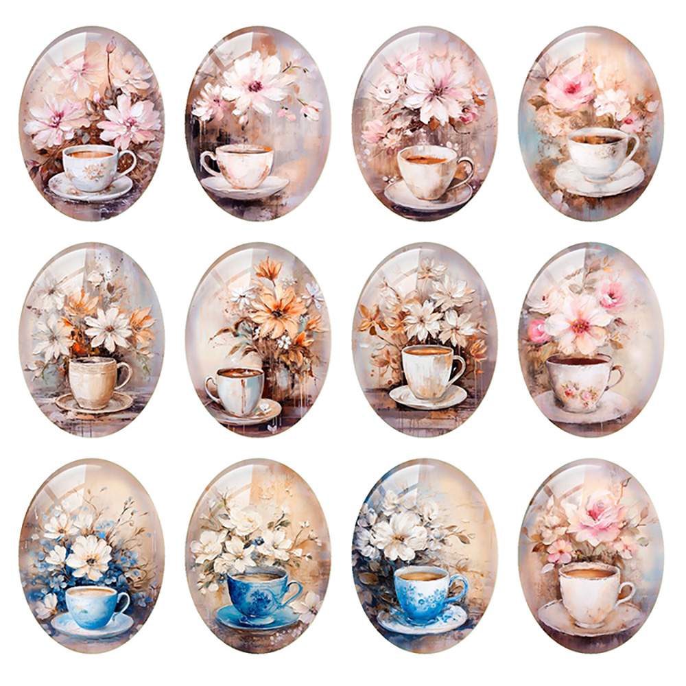 Random Mixed Round/Oval/Square - Coffee Tea Photos 评论和价格