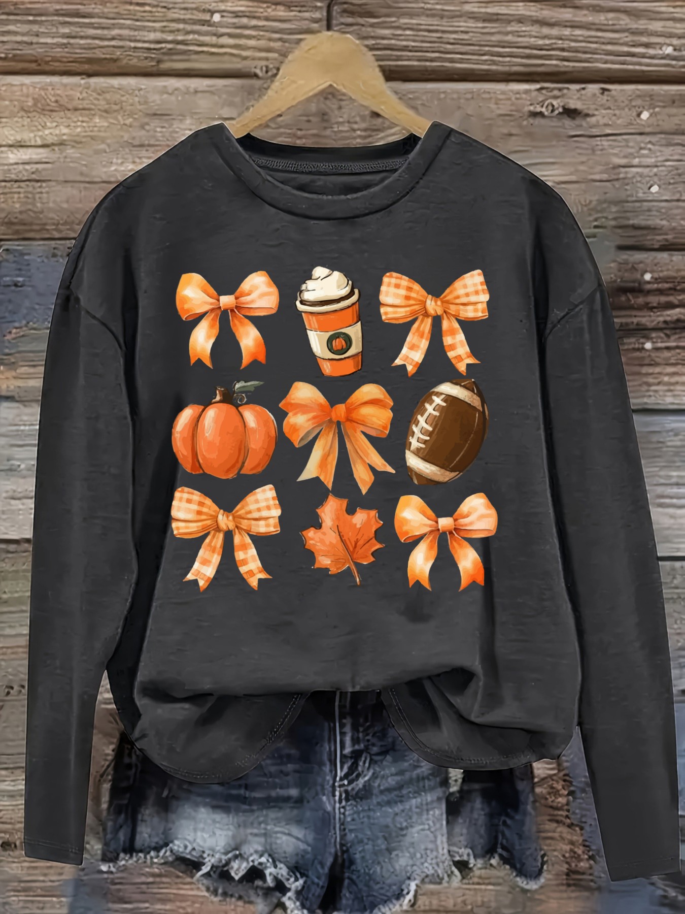 Women's Casual Long Sleeve Cre - Coffee & Tea Ken'S House 评论和价格