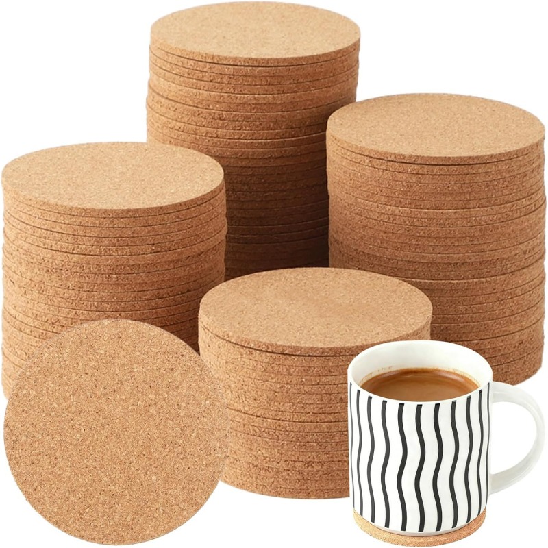 Natural Wooden Round Cork Coas - Coffee Tea Station 评论和价格