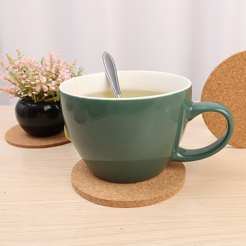 Natural Wooden Round Cork Coas - Coffee Tea Station 评论和价格