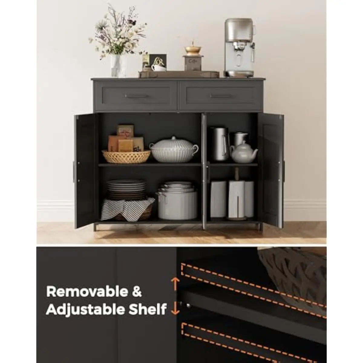 Coffee Bar Storage Cabinet wit - Coffee & Tea Ken'S House 评论和价格