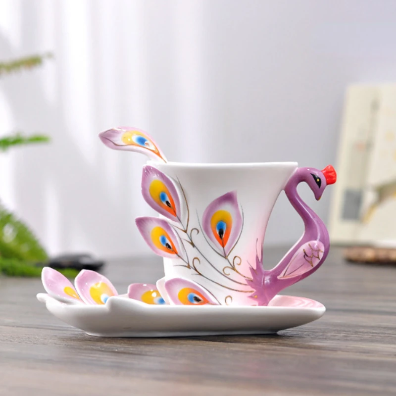 Ceramics Peacock Coffee Mug Cu - Coffee Tea Difference 评论和价格