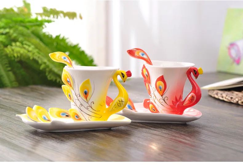 Ceramics Peacock Coffee Mug Cu - Coffee Tea Difference 评论和价格