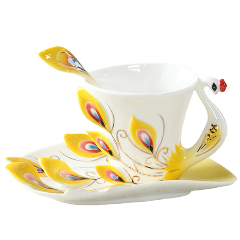 Ceramics Peacock Coffee Mug Cu - Coffee Tea Difference 评论和价格