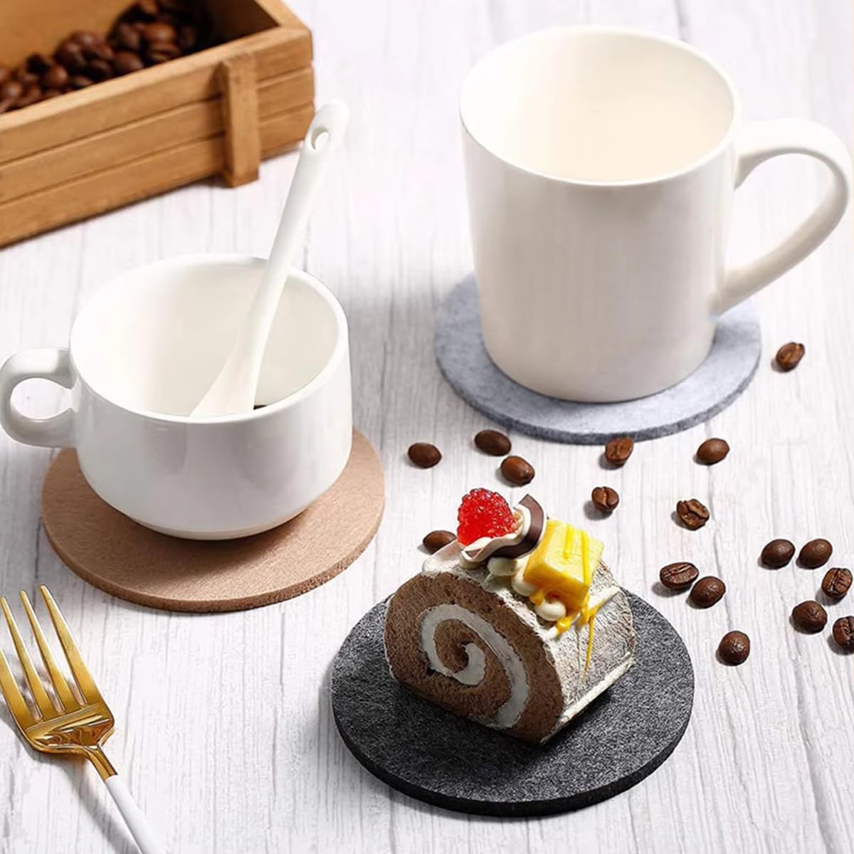 10pcs Round Felt Coaster Dinin - Coffee Tea Station 评论和价格