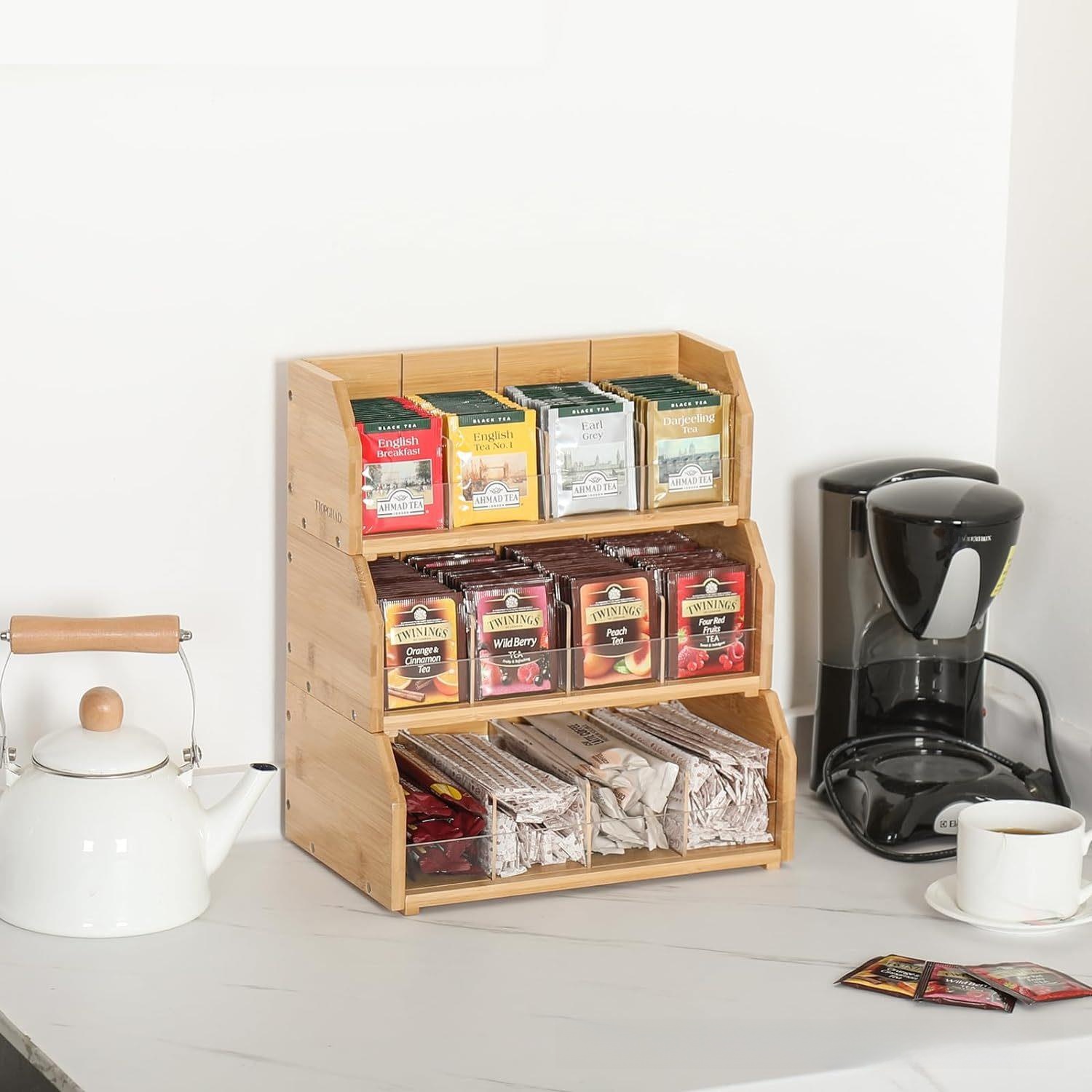 Bamboo Tea Bag Storage Box Thr - Coffee Tea Station 评论和价格