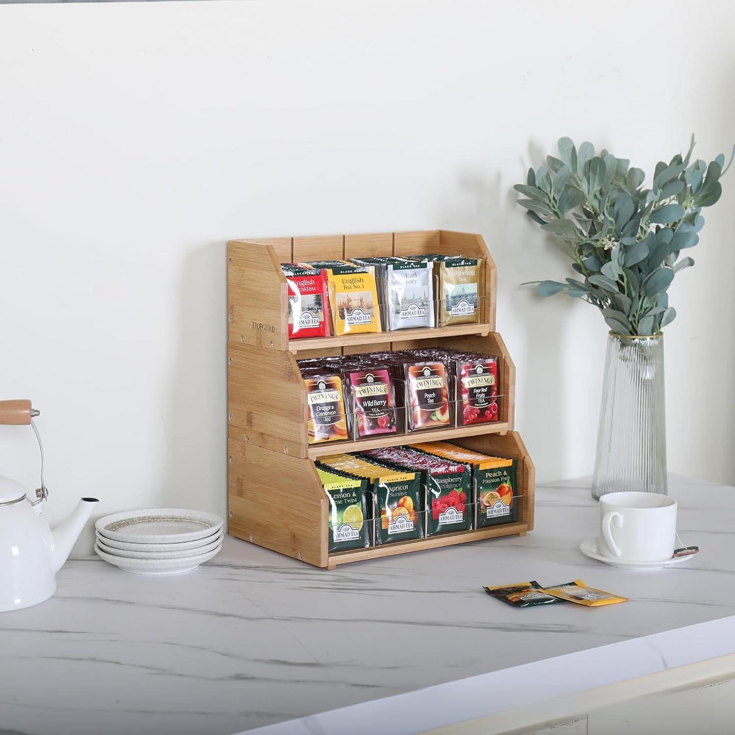 Bamboo Tea Bag Storage Box Thr - Coffee Tea Station 评论和价格