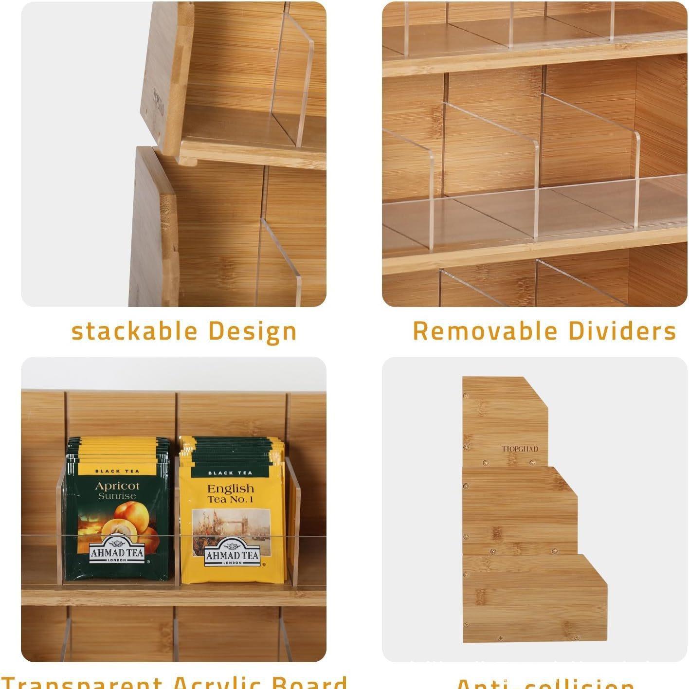 Bamboo Tea Bag Storage Box Thr - Coffee Tea Station 评论和价格