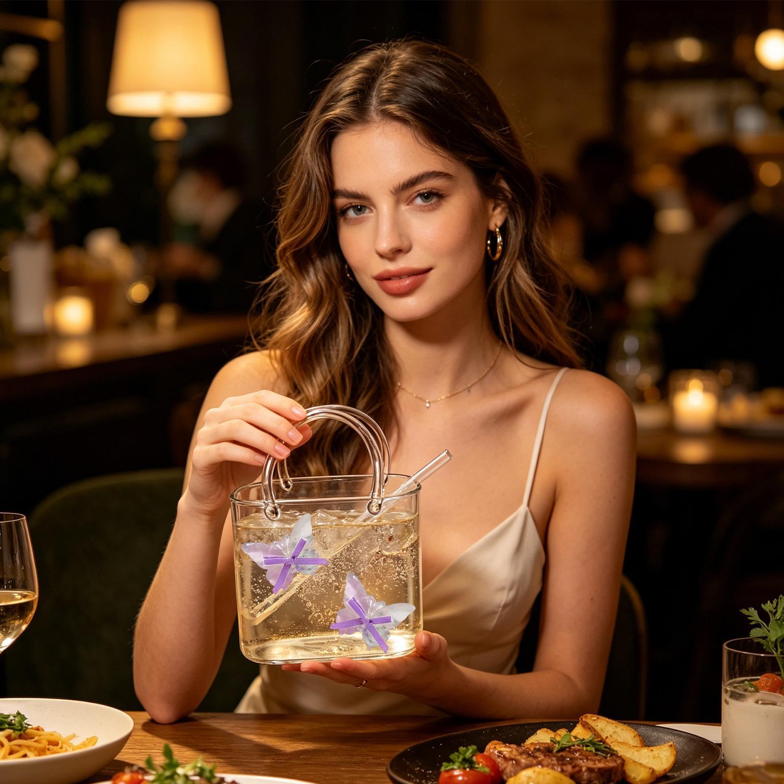 Glass Purse For Drinks Funky C - Coffee Tea Flower 评论和价格