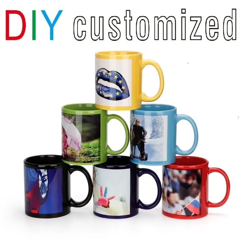 Black Cup DIY Logo Ceramic Mug - Coffee Tea Photos 评论和价格