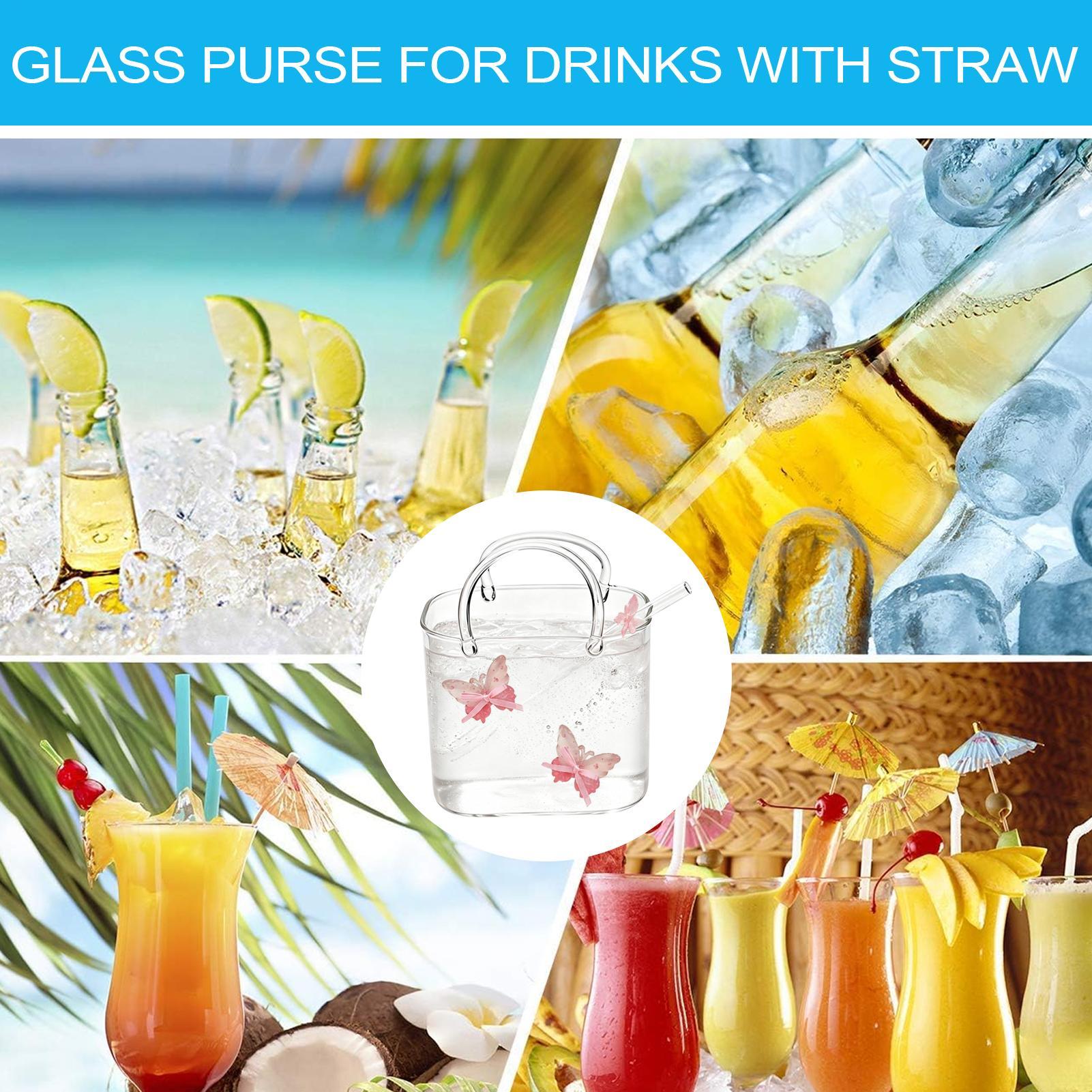Purse Drinking Glass With Stra - Coffee Tea Flower 评论和价格